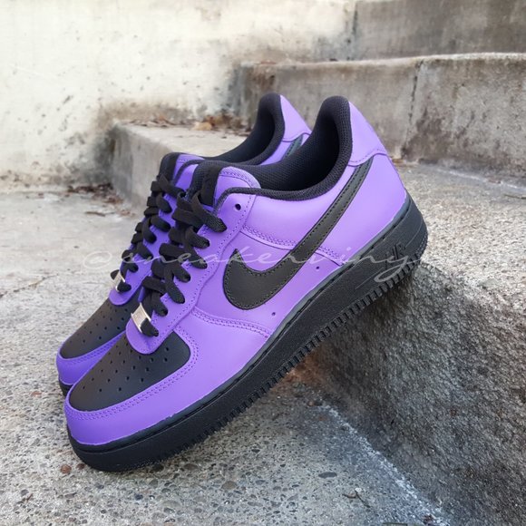Nike Air Force 1 Low Black n Purple Custom NWT - Picture 7 of 9